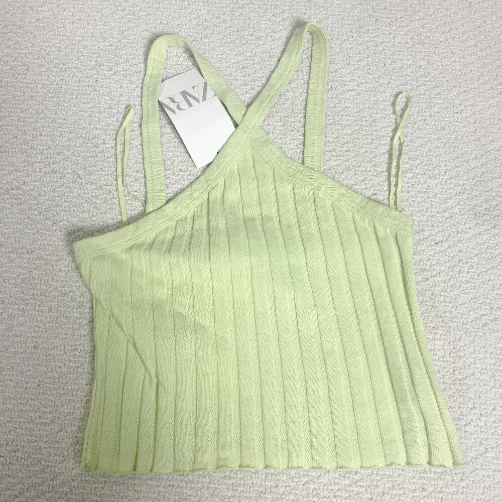 2/$30 NWT Zara Ribbed Halter Lime Green Top M